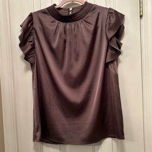 Chic Satin Ruffle Sleeve Blouse